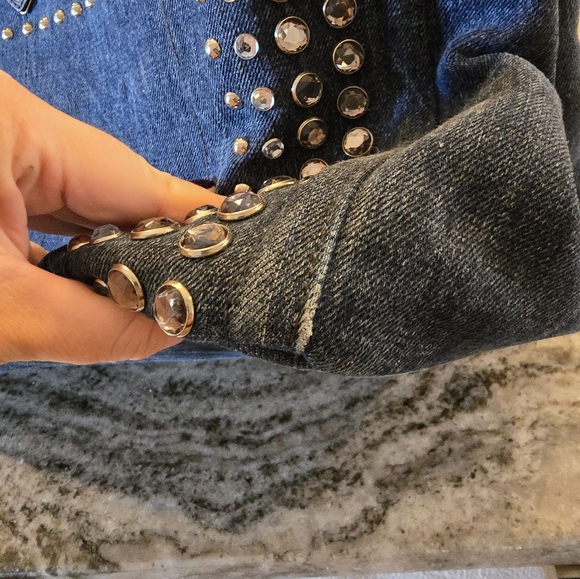 Prada Large Canapa Studded Denim Handbag Tote - Picture 6 of 6